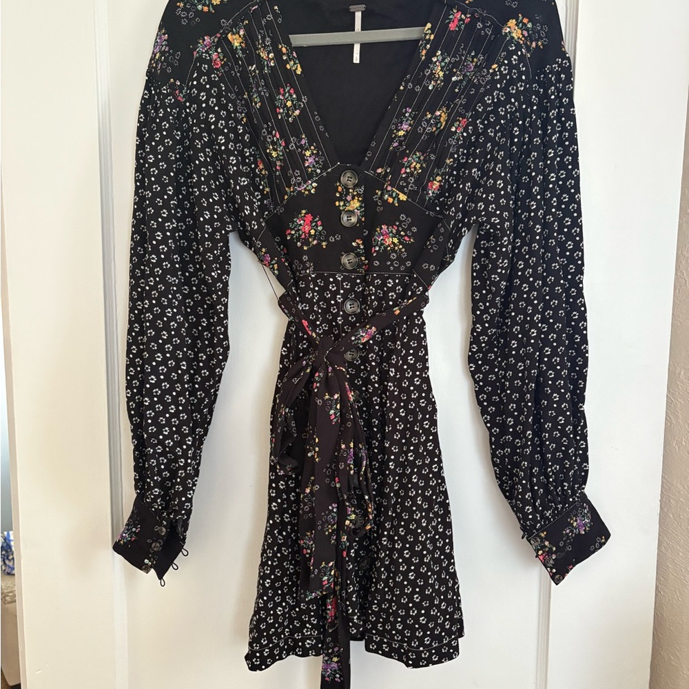 Free People Floral Black Dress